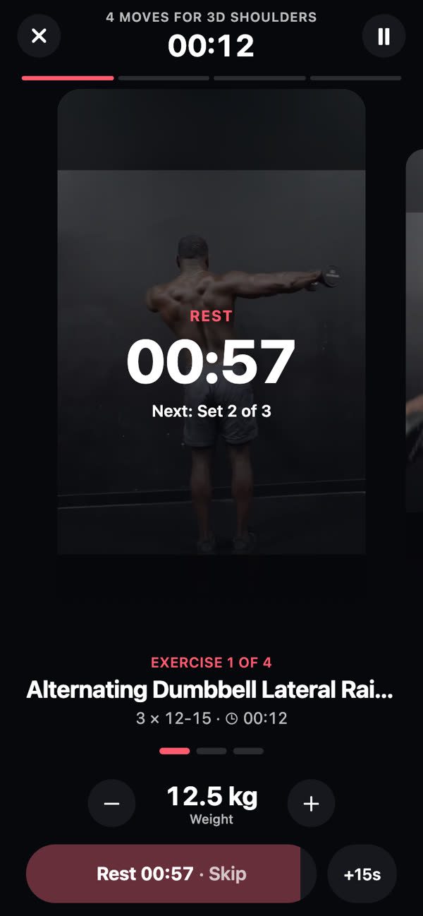 Resting between sets with a countdown