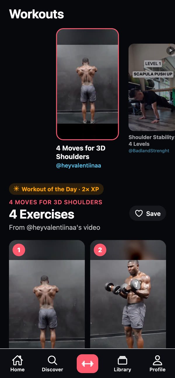 Choosing a creator's workout